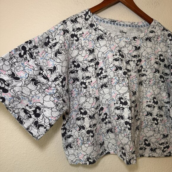 LADIES DISNEY Grey Pink BLUE PYJAMAS SIZE Large T SHIRT & SHORTS SET PJ - Picture 4 of 9